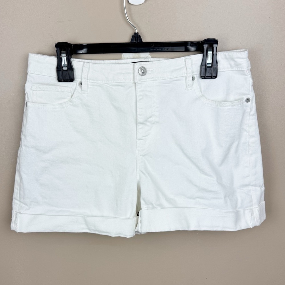 Hudson Los Angeles White Denim Shorts Women’s Size 10 Stretch Cuffed